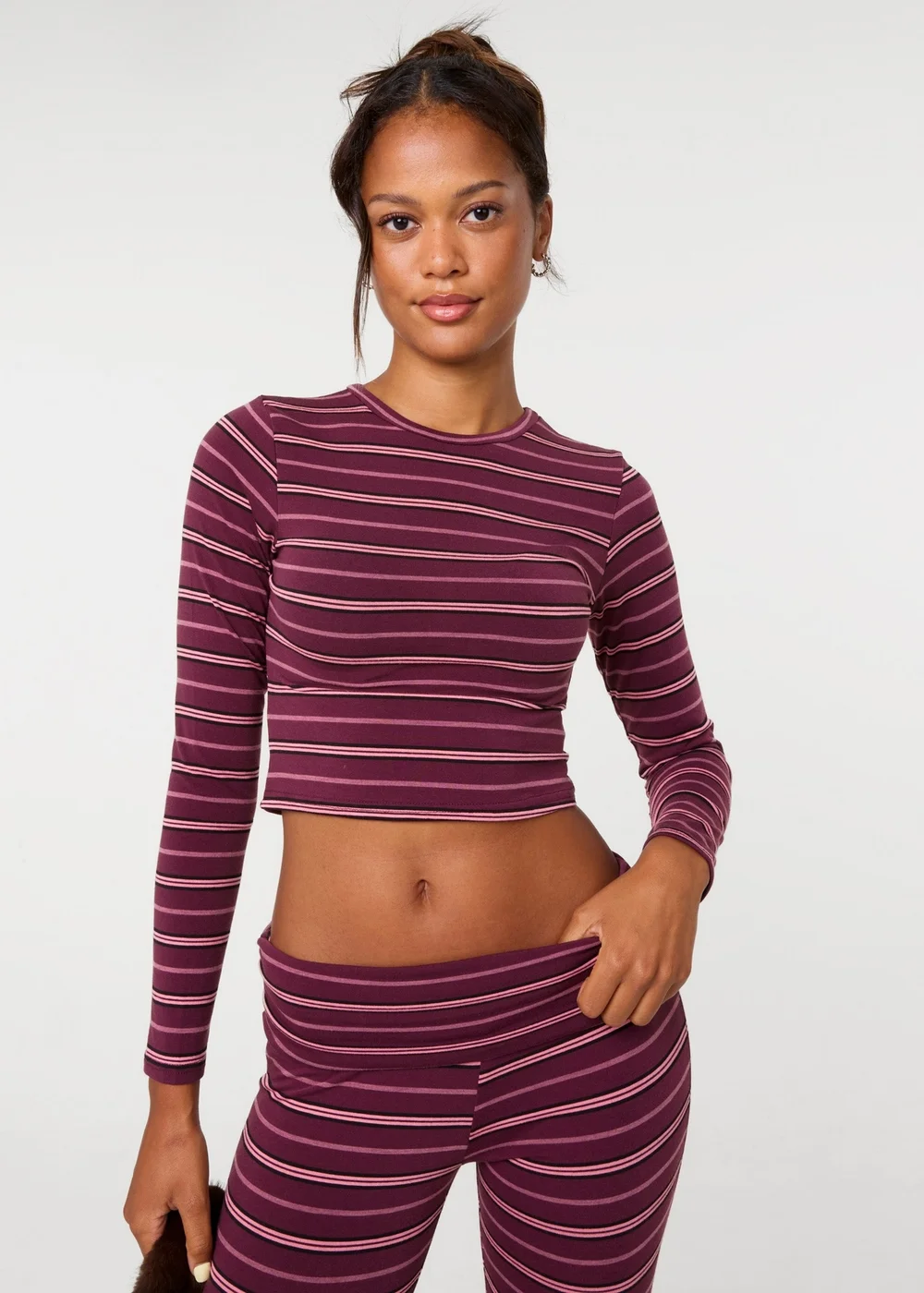 Pink Vanilla Purple Stripe Long Sleeves Top - S Image 2