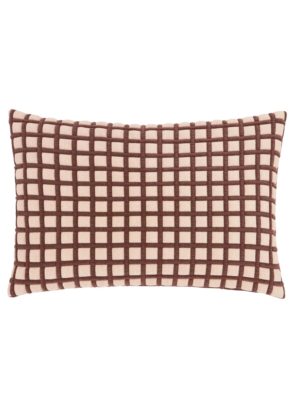 Furn Softie Grid 40x60 Quilted Cushion Chocolate / Sand - 40x60cm Image 2