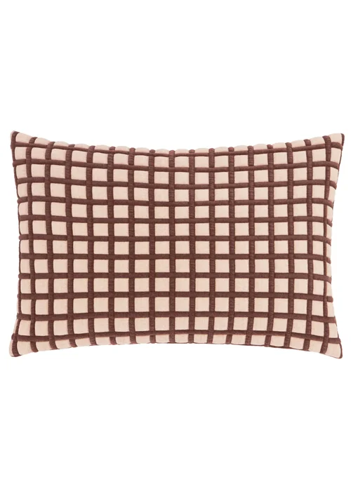 Furn Softie Grid 40x60 Quilted Cushion Chocolate / Sand - 40x60cm Image 2