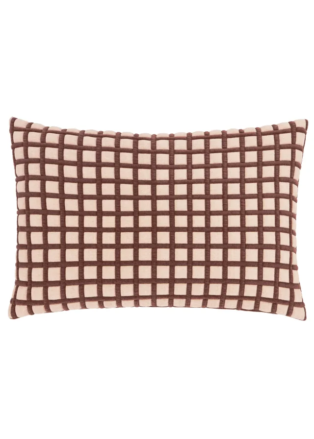 Furn Softie Grid 40x60 Quilted Cushion Chocolate / Sand