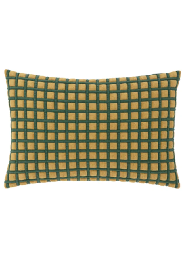 Furn Softie Grid 40x60 Quilted Cushion Green