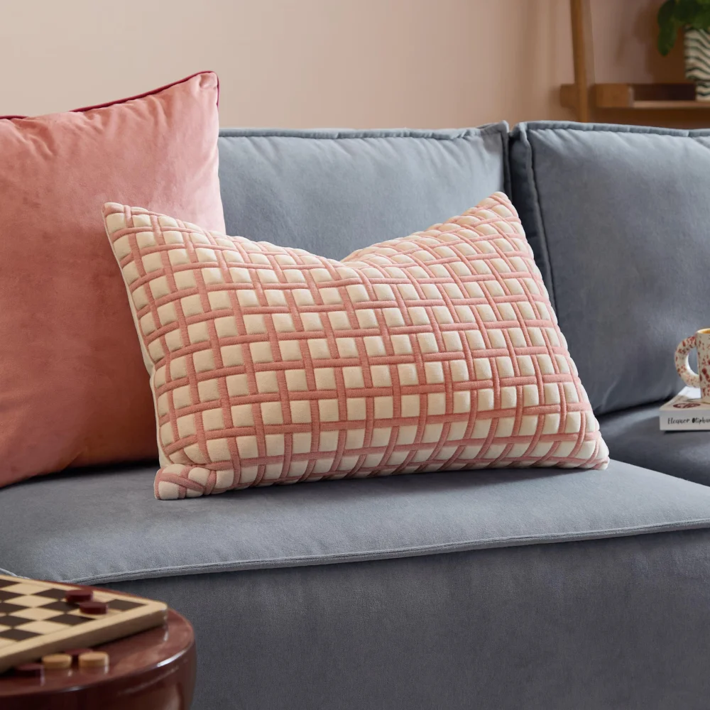 Furn Softie Grid 40x60 Quilted Cushion Pink - 40x60cm Image 1