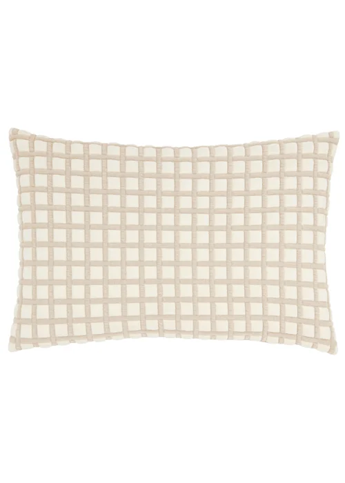 Furn Softie Grid 40x60 Quilted Cushion Natural - 40x60cm Image 1