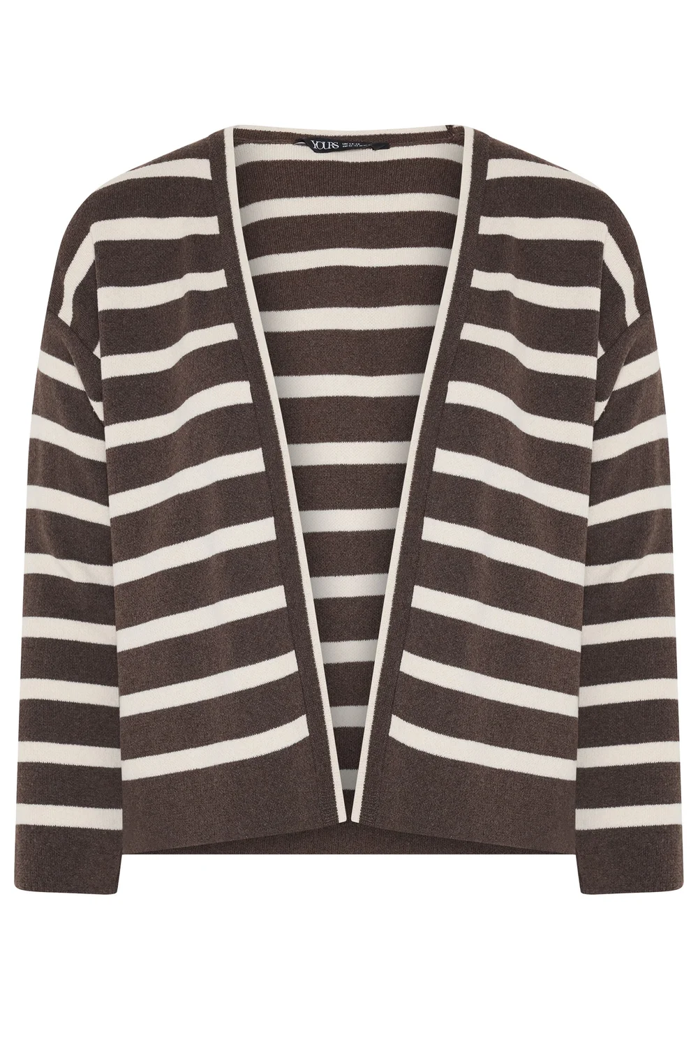 Yours Curve Chocolate Brown & Cream Stripe Cardigan - 14-16 Image 5