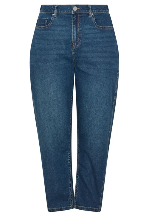 Yours Curve Indigo Blue Barrel Leg Jeans - 34-36/L28 Image 5