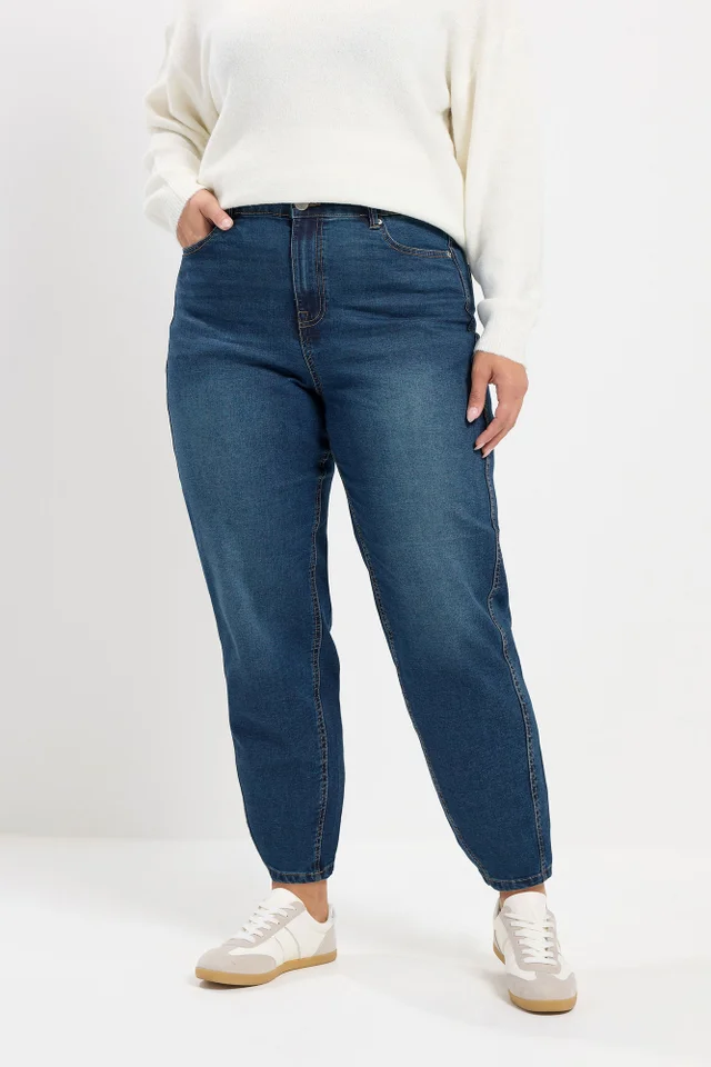 Yours Curve Indigo Blue Barrel Leg Jeans