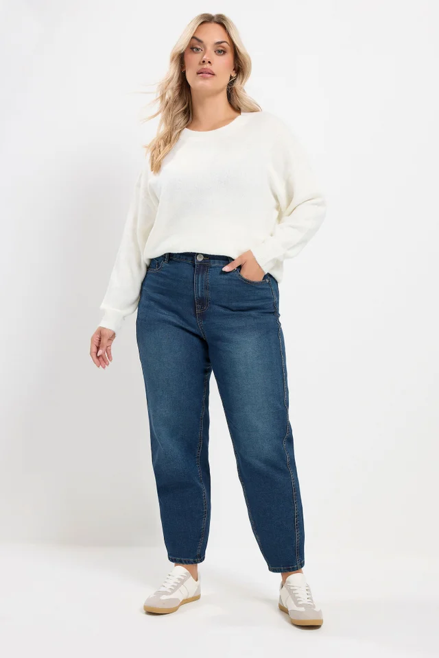 Yours Curve Indigo Blue Barrel Leg Jeans