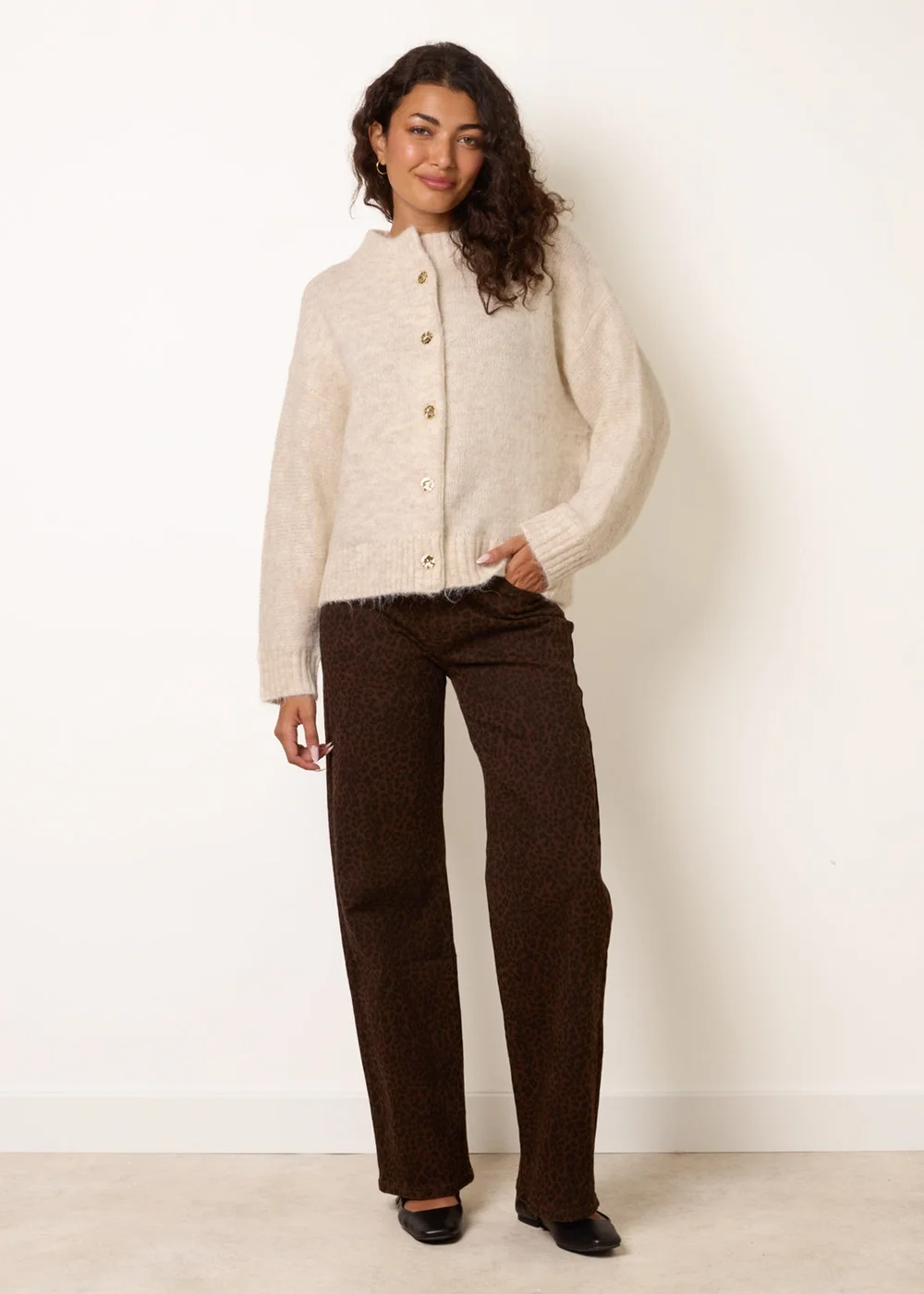 Blue Vanilla Beige Button Front Cardigan - L Image 3