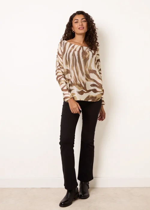 Blue Vanilla Beige Metallic Batwing Foil Effect Jumper - One Size Image 3