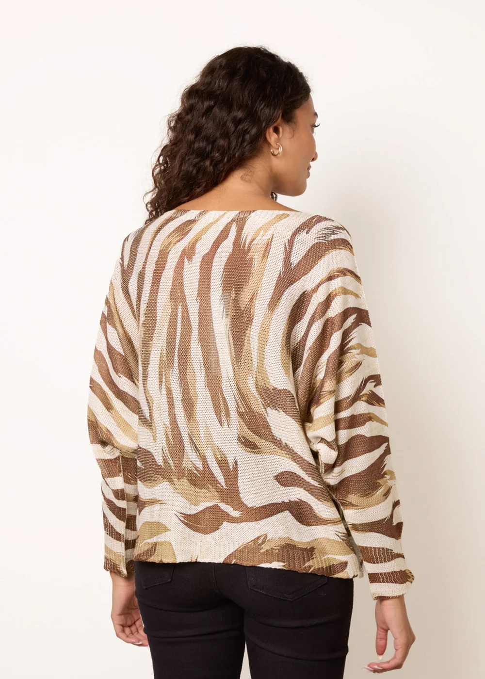 Blue Vanilla Beige Metallic Batwing Foil Effect Jumper - One Size Image 4