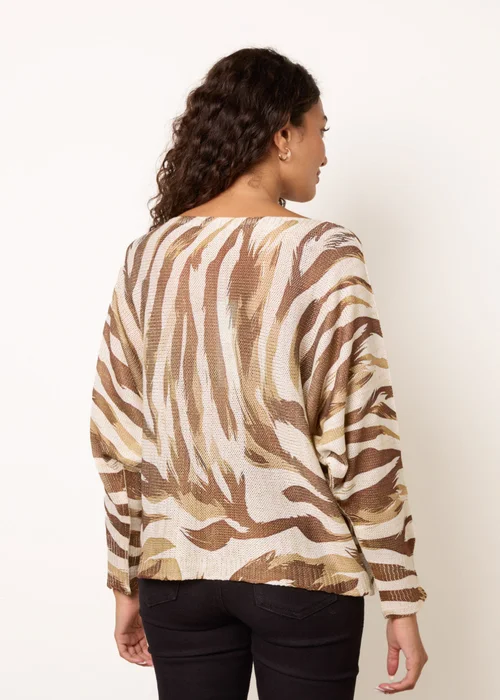 Blue Vanilla Beige Metallic Batwing Foil Effect Jumper - One Size Image 4