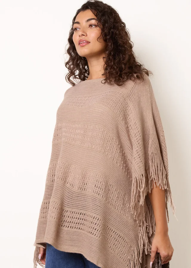 Blue Vanilla Taupe Knitted Cape