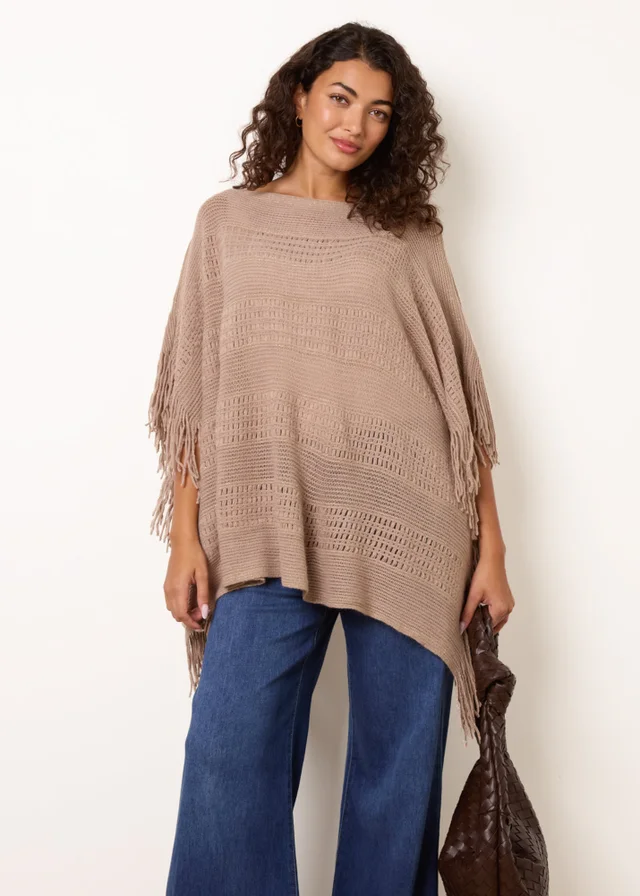 Blue Vanilla Taupe Knitted Cape