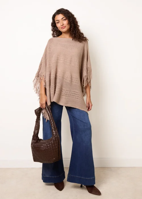 Blue Vanilla Taupe Knitted Cape - One Size Image 3
