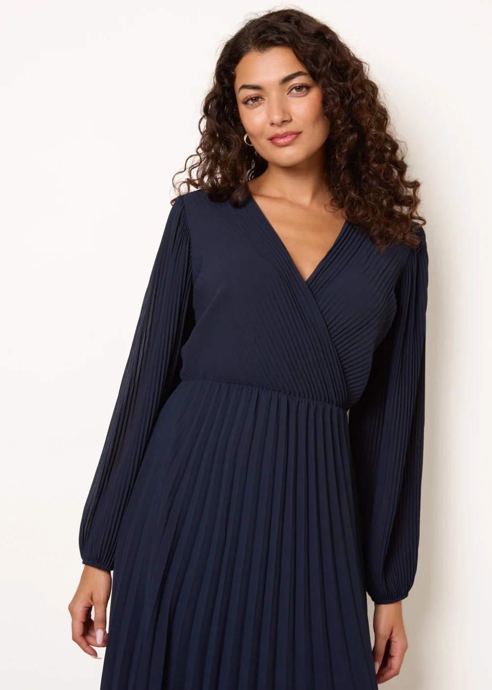 Blue Vanilla Navy Chiffon Pleated Dress - M Image 3
