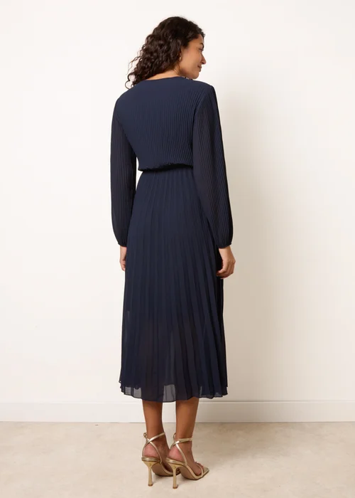 Blue Vanilla Navy Chiffon Pleated Dress - M Image 4