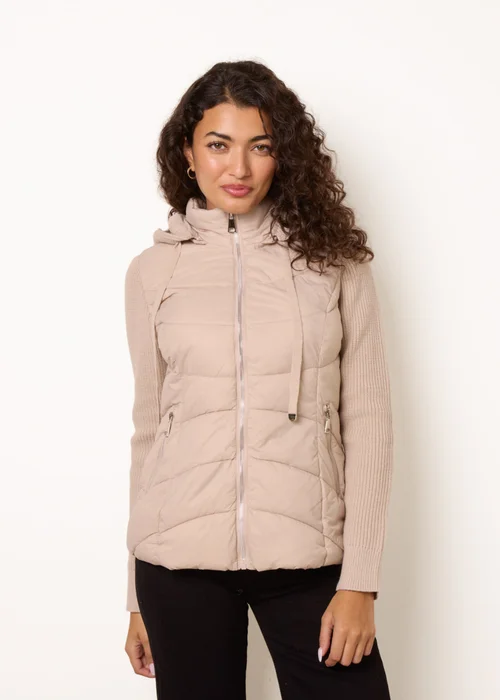 Blue Vanilla Stone Knitted Sleeve Puffer Jacket - S Image 2