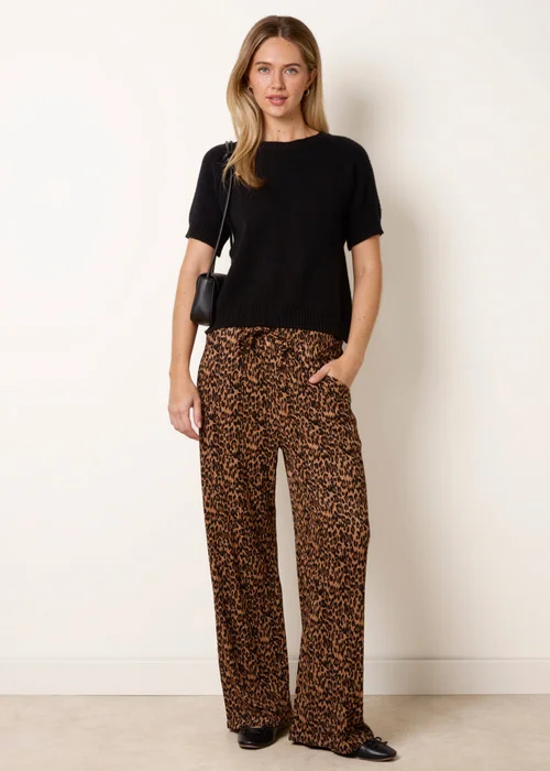 Blue Vanilla Brown Leopard Print Wide Leg Trousers - S/M Image 1