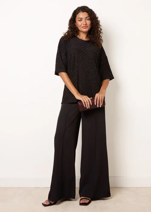 Blue Vanilla Black Diamante Textured Top - M/L Image 2