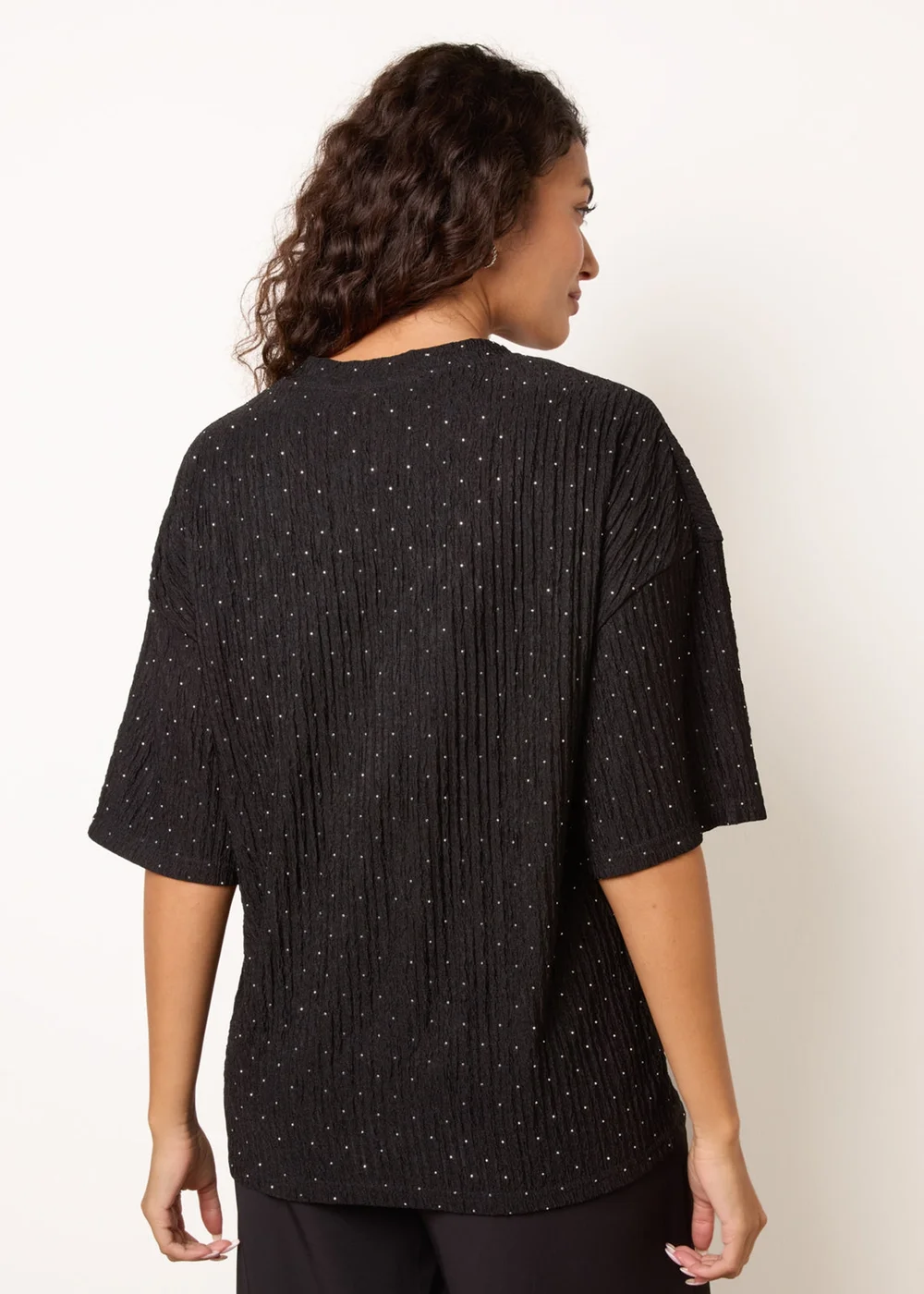 Blue Vanilla Black Diamante Textured Top - M/L Image 4