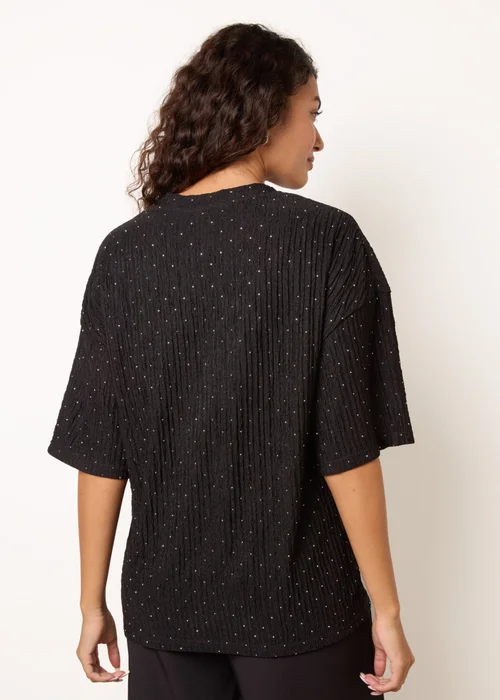 Blue Vanilla Black Diamante Textured Top - M/L Image 4