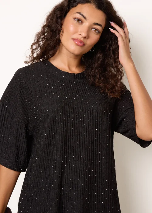 Blue Vanilla Black Diamante Textured Top - M/L Image 3