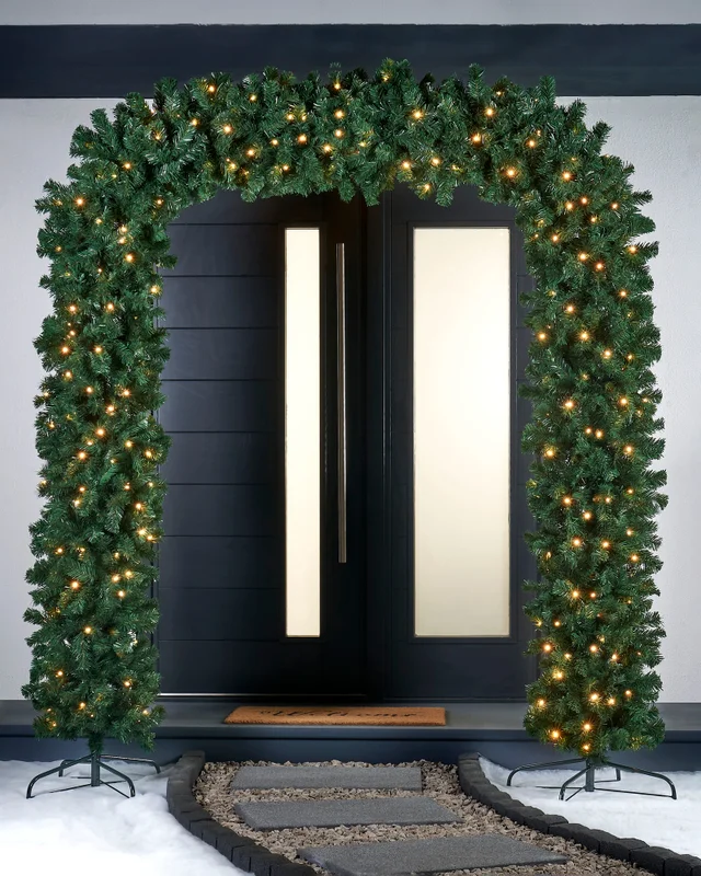 WeRChristmas Green Pre-Lit Artificial Christmas Tree Arch 360 Warm White Leds 7.5 Ft