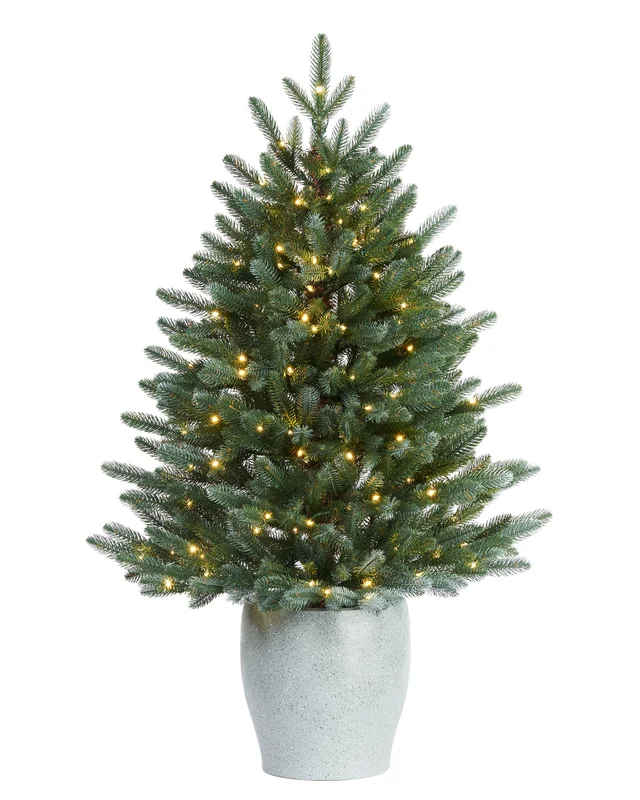 WeRChristmas Green Pre-Lit Frosted Potted Artificial Christmas Tree 115 Warm White Leds 3.5 Ft