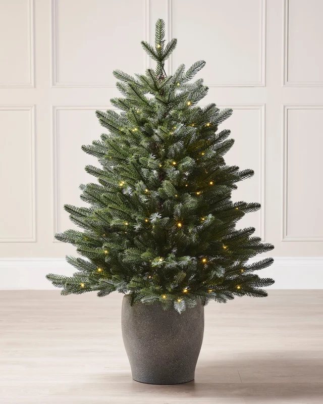WeRChristmas Green Pre-Lit Frosted Potted Artificial Christmas Tree 115 Warm White Leds 3.5 Ft