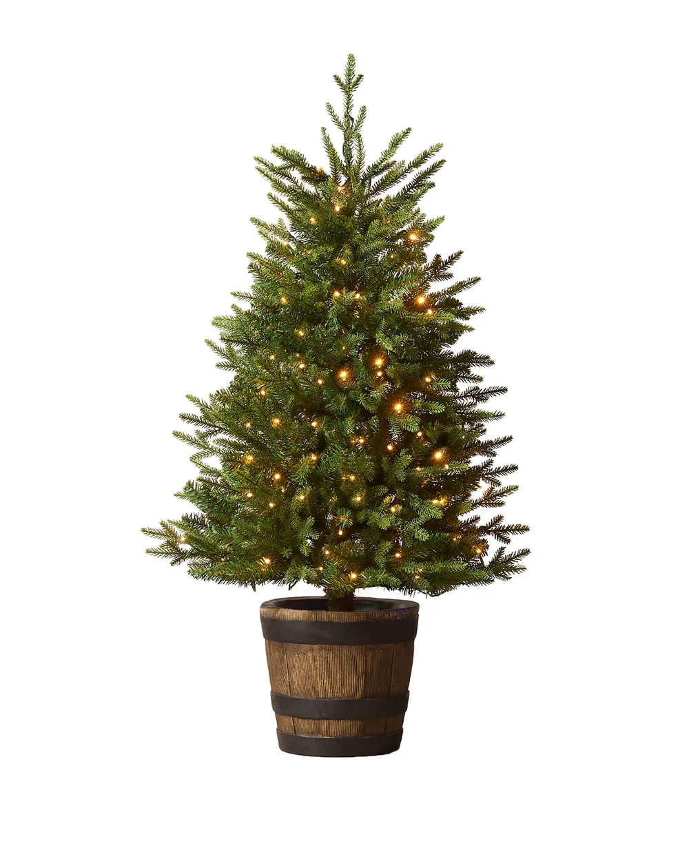 WeRChristmas Green Pre-Lit Potted Pine Artificial Christmas Tree 100 Warm White And Multi-Colour Leds 4 Ft - No Size Image 1