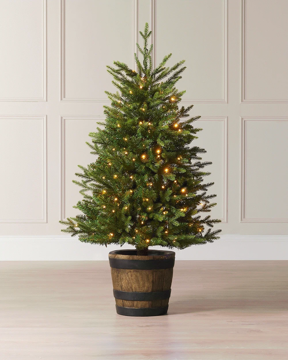 WeRChristmas Green Pre-Lit Potted Pine Artificial Christmas Tree 100 Warm White And Multi-Colour Leds 4 Ft - No Size Image 2