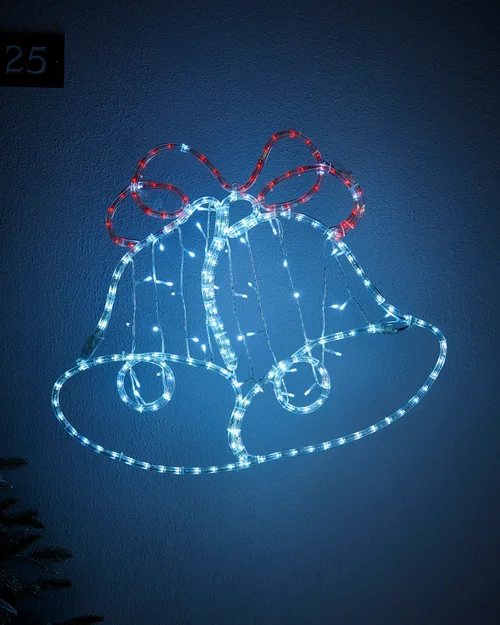 WeRChristmas Multi-Colour Pre-Lit Twin Bells Rope Light Silhouette 65 Cm - No Size Image 2