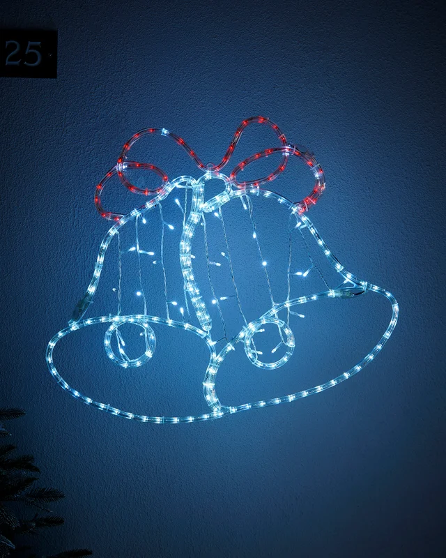 WeRChristmas Multi-Colour Pre-Lit Twin Bells Rope Light Silhouette 65 Cm