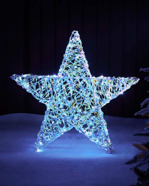 WeRChristmas Multi-Colour Pre-Lit 3D Iridescent Star Silhouette 81 Cm - No Size Image 2