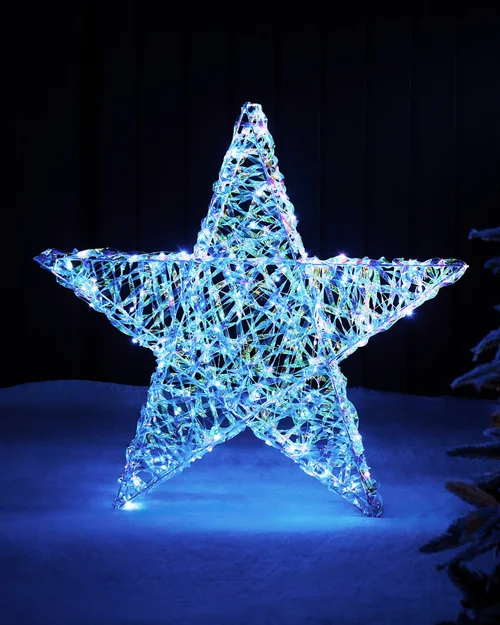 WeRChristmas Multi-Colour Pre-Lit 3D Iridescent Star Silhouette 81 Cm - No Size Image 1
