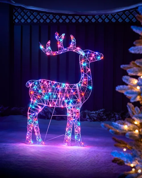 WeRChristmas White Pre-Lit 2D Aurora Reindeer 100 Cm - No Size Image 1