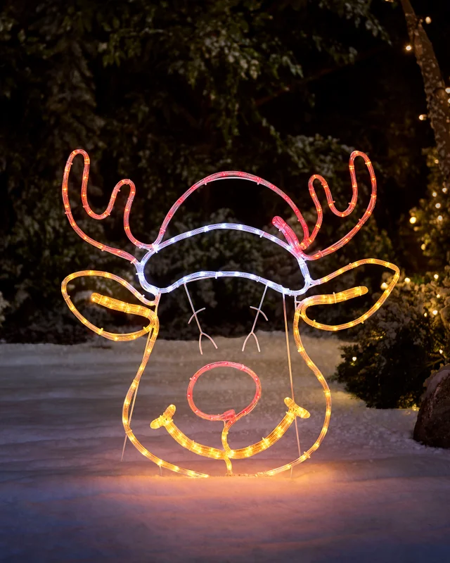 WeRChristmas Red Pre-Lit Rudolph Red Nose Reindeer Rope Light Silhouette 80 Cm