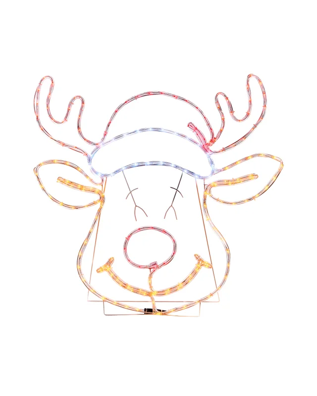 WeRChristmas Red Pre-Lit Rudolph Red Nose Reindeer Rope Light Silhouette 80 Cm