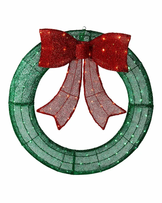 WeRChristmas Green Pre-Lit 3D Wreath Silhouette 85 Cm