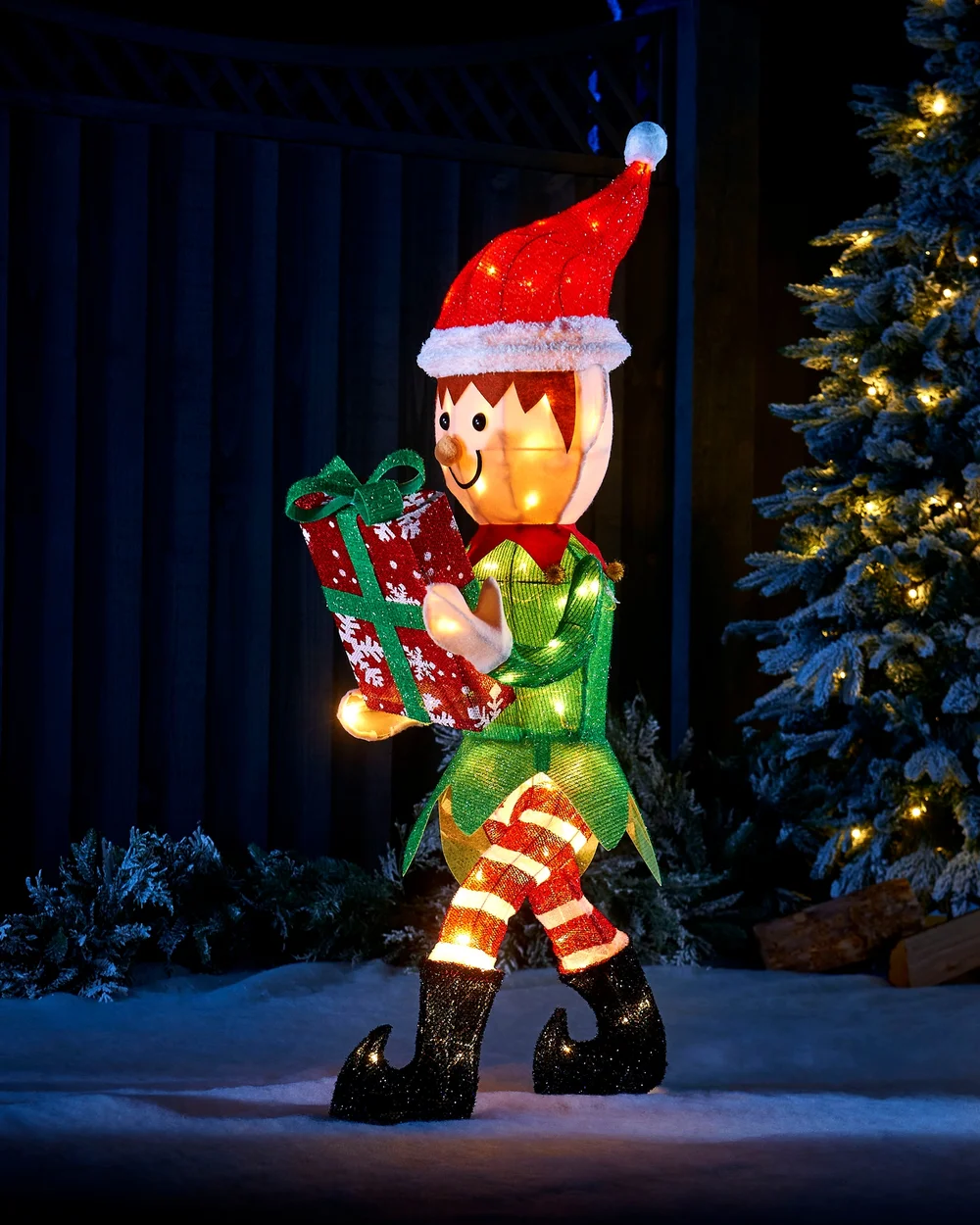 WeRChristmas White Pre-Lit 3D Mesh Elf 1 M - No Size Image 2