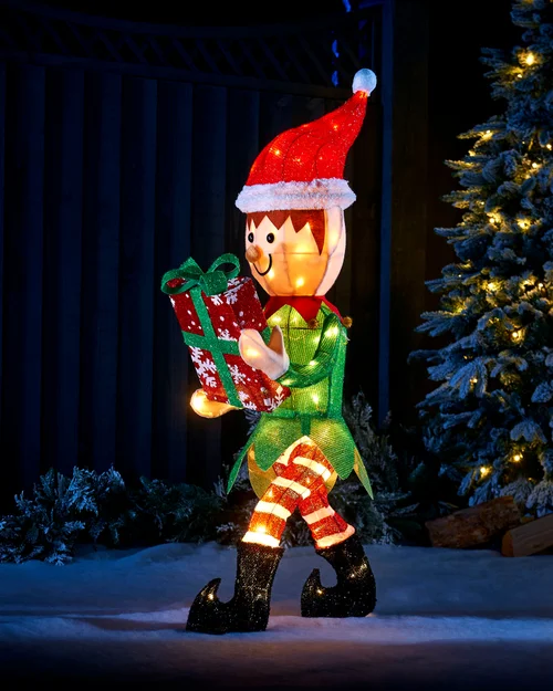 WeRChristmas White Pre-Lit 3D Mesh Elf 1 M - No Size Image 2