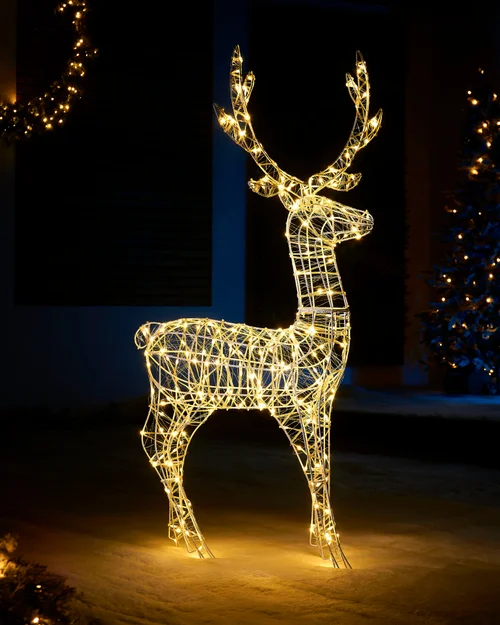 WeRChristmas White 3D Standing Reindeer Silhouette 121 Cm - No Size Image 1