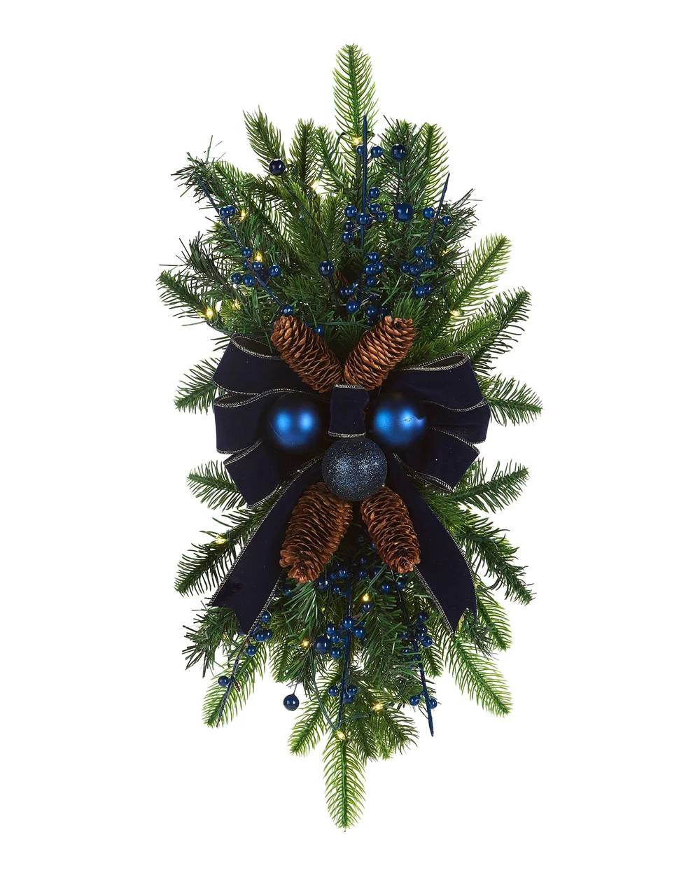 WeRChristmas Navy Pre-Lit Christmas Garland Swag 30 Warm White Leds 60 Cm - No Size Image 1