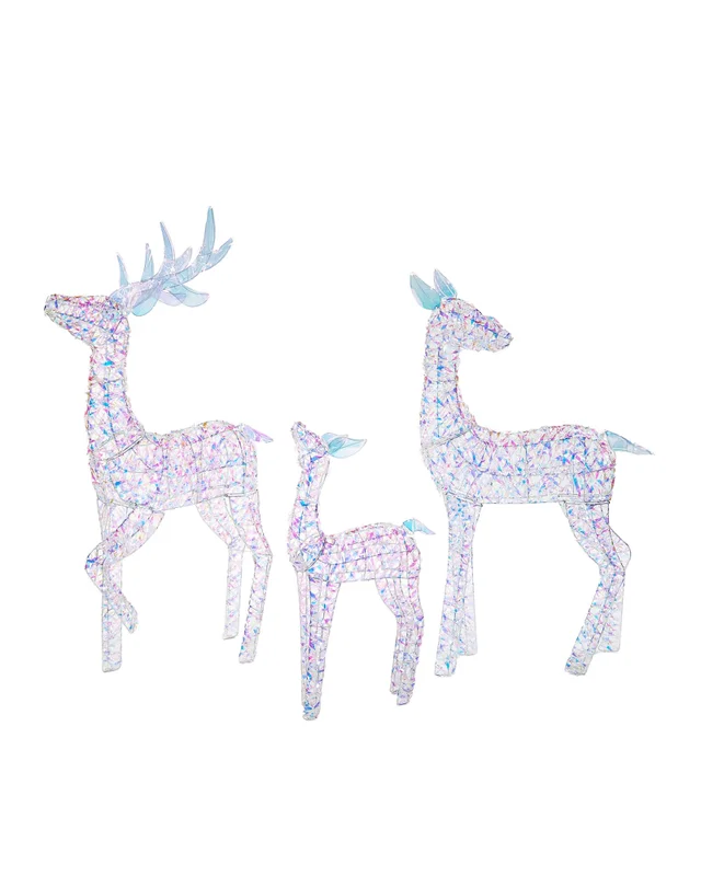 WeRChristmas Multi-Colour Pre-Lit 3D Iridescent Reindeer Family Silhouette 125 Cm