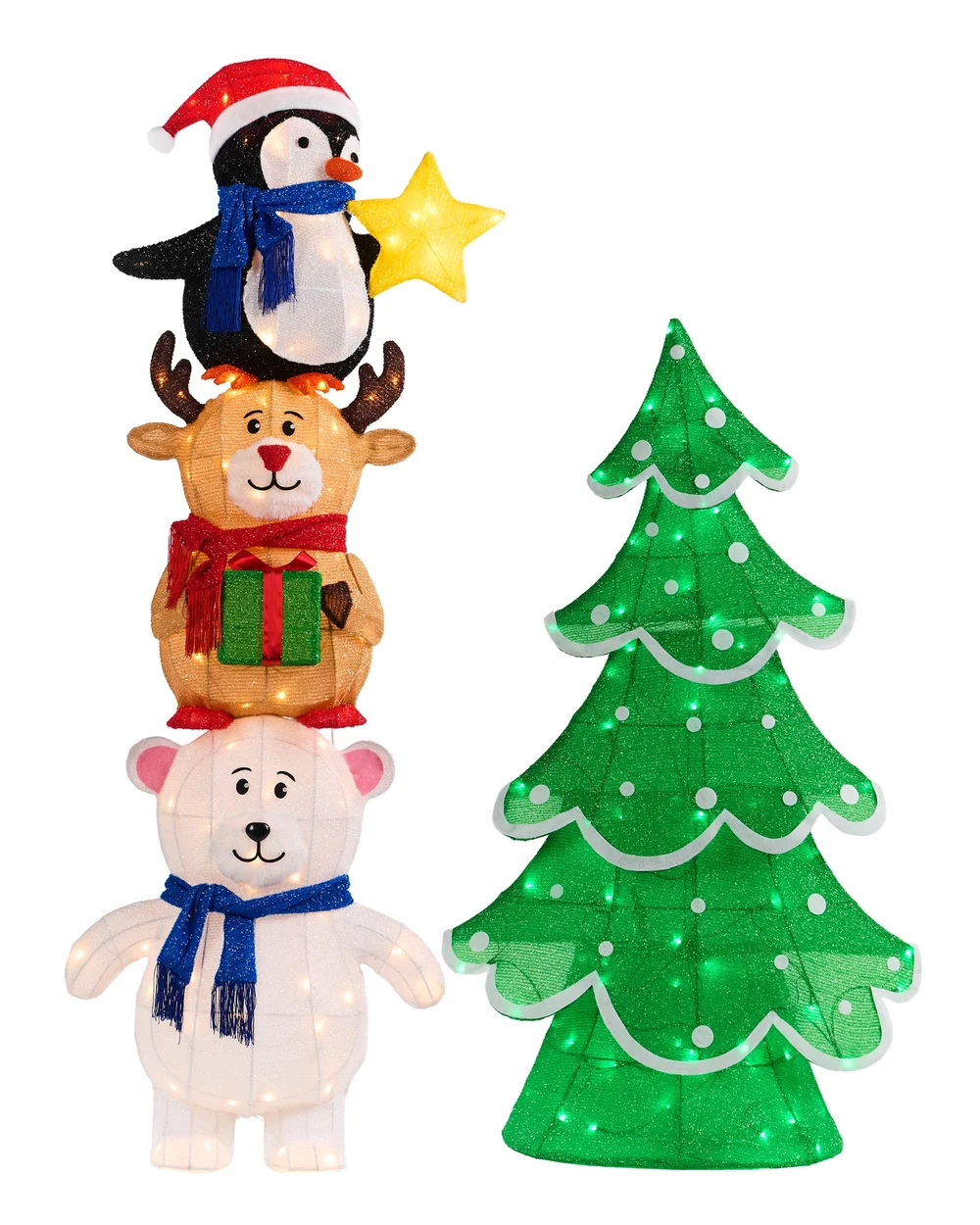 WeRChristmas Pre-Lit Penguin Reindeer And Polar Bear With Tree Silhouette 158 Cm - No Size Image 1