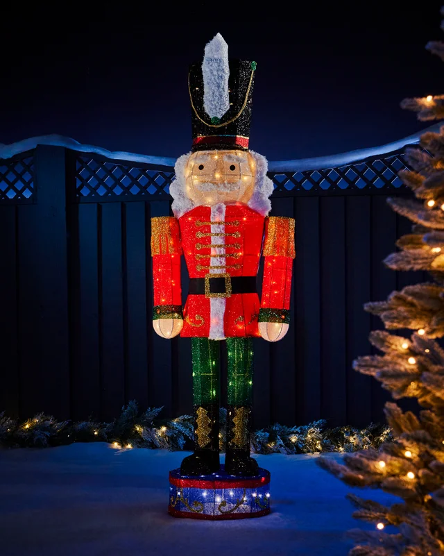 WeRChristmas White Pre-Lit 3D Nutcracker Silhouette 165 Cm
