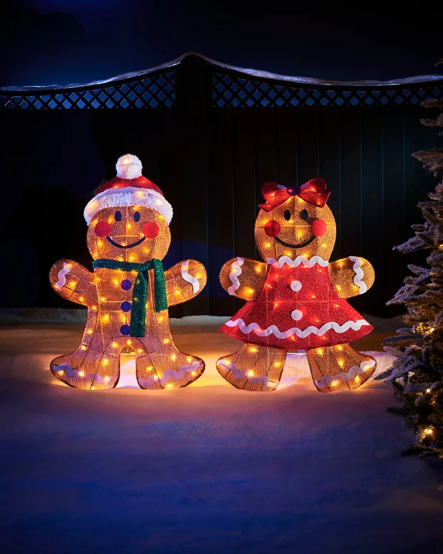 WeRChristmas White Pre-Lit 3D Gingerbread Silhouette 88 Cm
