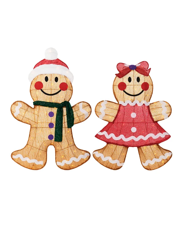 WeRChristmas White Pre-Lit 3D Gingerbread Silhouette 88 Cm