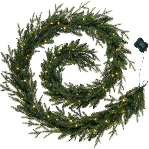 WeRChristmas Green Pre-Lit Douglas Fir Artificial Christmas Garland 80 Warm White Leds 9 Ft - No Size Image 1