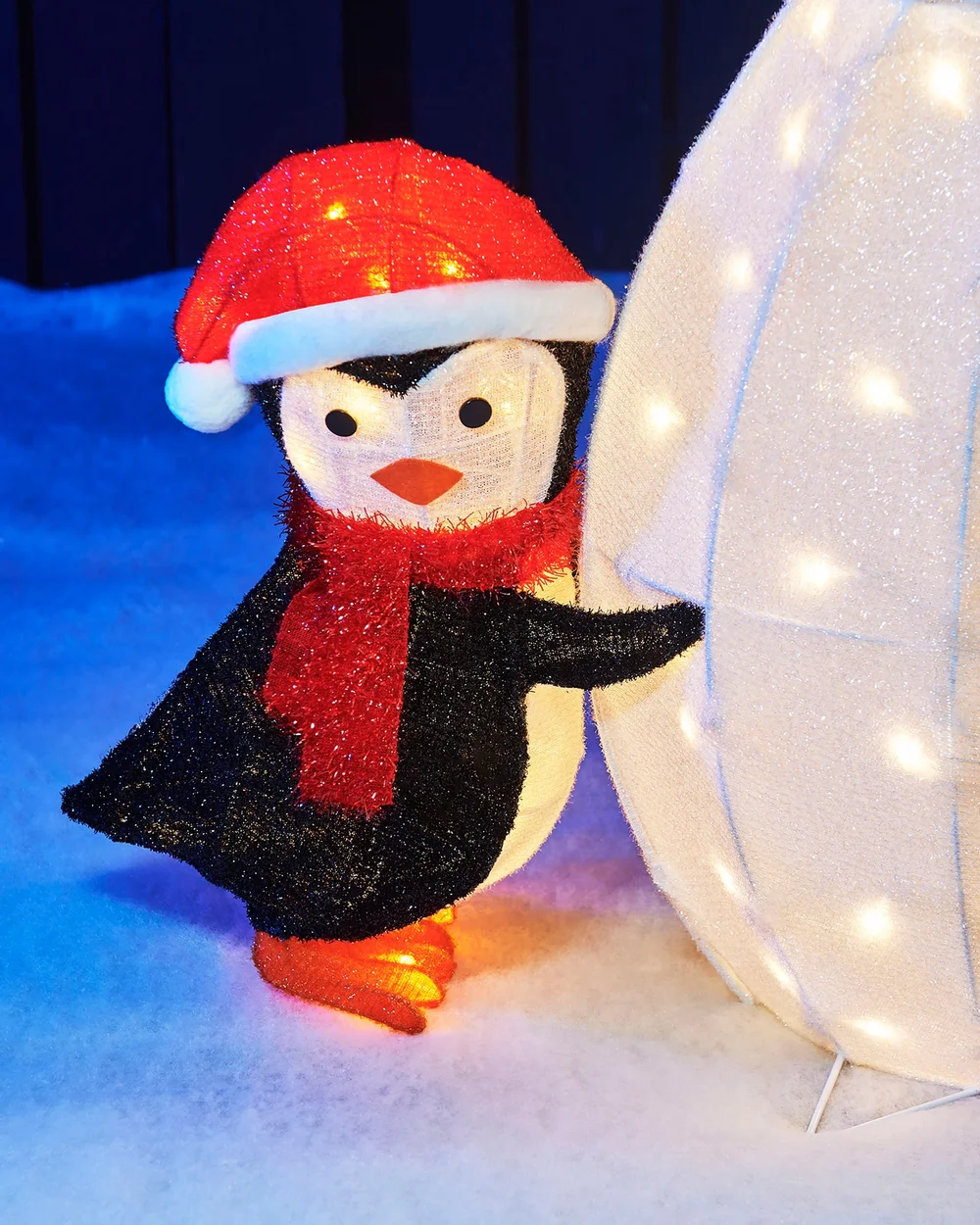 WeRChristmas White Pre-Lit 3D Snowman And Penguin Silhouette 100 Cm - No Size Image 5